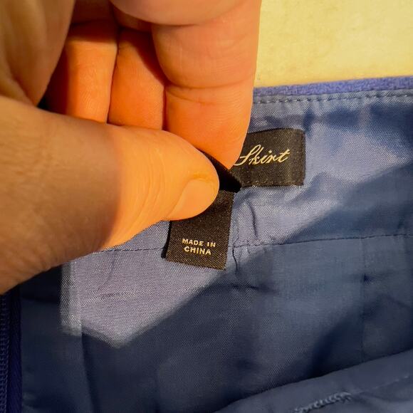 J Crew Factory The Pencil Skirt 0 Above Knee Wool Blend Slit Royal Blue Lined - Picture 8 of 13